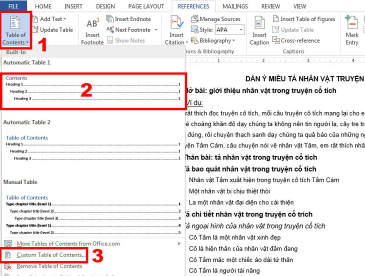 cách chỉnh sửa mục lục trong word 2010 3